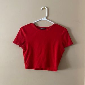 ZARA red crop top